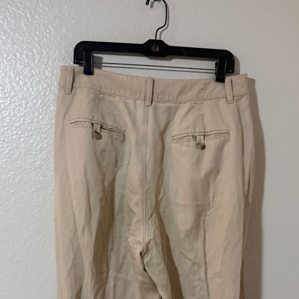 Madewell linen Harlow wide leg linen Lagenlook Beige Pants Sz 10 P - Picture 5 of 13